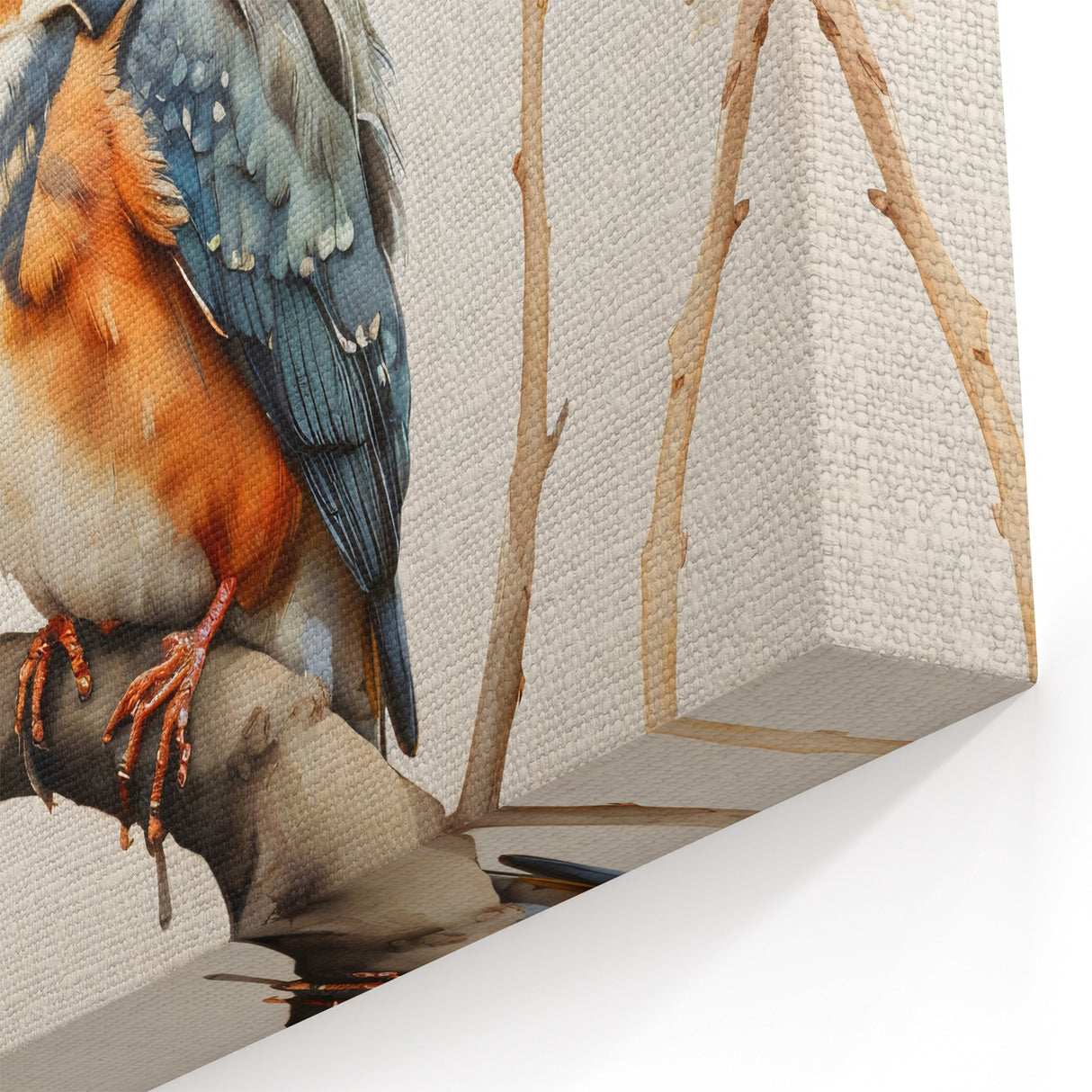 Watercolor Kingfisher Wall Art - Elegant Tropical Bird Canvas Print - Framed Art