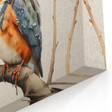 Watercolor Kingfisher Wall Art - Elegant Tropical Bird Canvas Print - Framed Art