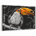 Graphic Toucan Wall Art - Bold Black and Orange Tropical Bird Print - Framed Art
