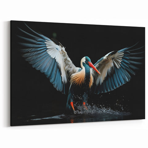 Majestic Heron Wall Art - Dramatic Tropical Bird Canvas Print - Framed Art