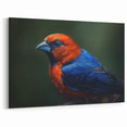 Vivid Red and Blue Bird Wall Art - Bold Tropical Bird Canvas Print