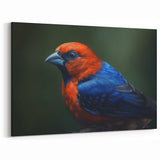 Vivid Red and Blue Bird Wall Art - Bold Tropical Bird Canvas Print