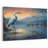 Elegant Egret Wall Art - Serene Mountain Scenery in Canvas & Framed Prints