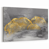 Golden Rings Abstract Line Art - Modern Strokes and Lines Canvas