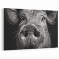 Close-Up Pig Wall Art - Detailed Pig Canvas Print Animal Decor Idea