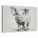Adorable Pig Wall Art - Sketch Pig Canvas Print - Farmhouse Decor Idea
