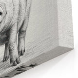 Adorable Pig Wall Art - Sketch Pig Canvas Print - Farmhouse Decor Idea
