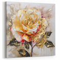 Elegant Rose Abstract Art Gold and Blush Pink Line Design on Canvas