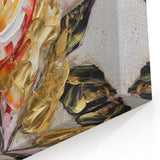 Elegant Rose Abstract Art Gold and Blush Pink Line Design on Canvas