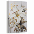 White Lily Abstract Line Art - Modern Floral Strokes Canvas Print