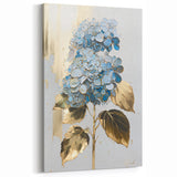 Modern Floral Abstract Art in Gold and Blue Tones