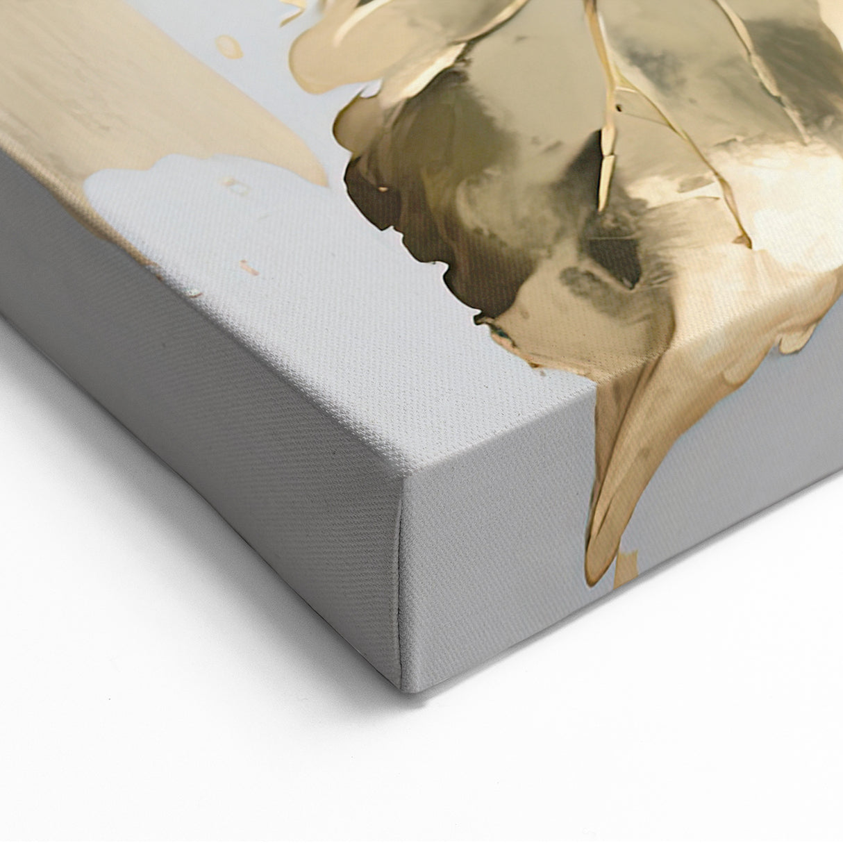 Modern Floral Abstract Art in Gold and Blue Tones