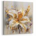 Elegant Gold Lily Abstract Floral Canvas - Modern Floral Wall Decor