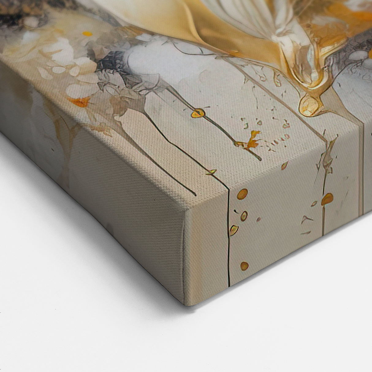 Elegant Gold Lily Abstract Floral Canvas - Modern Floral Wall Decor