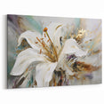 Luxurious White Lily Abstract Canvas - Modern Botanical Wall Art
