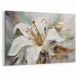 Luxurious White Lily Abstract Canvas - Modern Botanical Wall Art