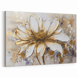 Golden Petals Abstract Floral Canvas - Modern Flower Wall Decor