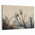 Ethereal Blue and Beige Floral Canvas - Modern Abstract Botanical Art