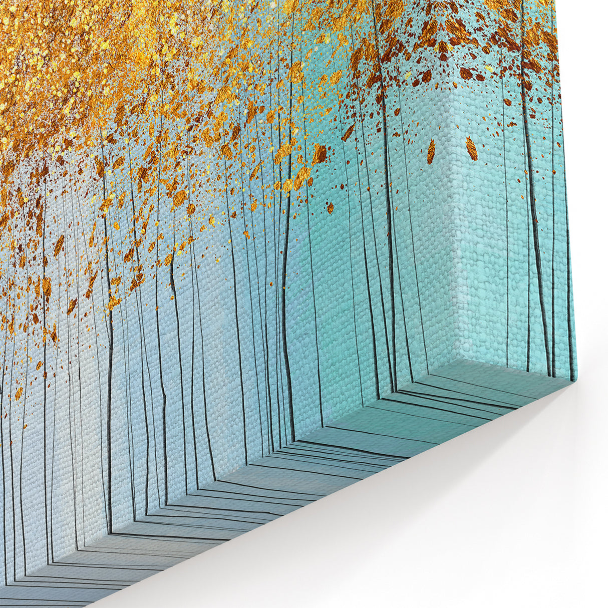 Golden Rain Abstract Floral Canvas - Contemporary Wall Art