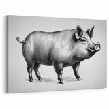Classic Pig Wall Art - Stylized Pig Canvas Print Farmhouse Decor