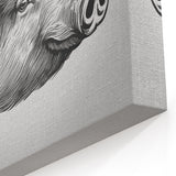 Detailed Pig Wall Art - Close-Up Pig Canvas Print Rustic Decor Idea