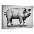Stylized Pig Wall Art - Full-Body Pig Canvas Print Rustic Decor Idea