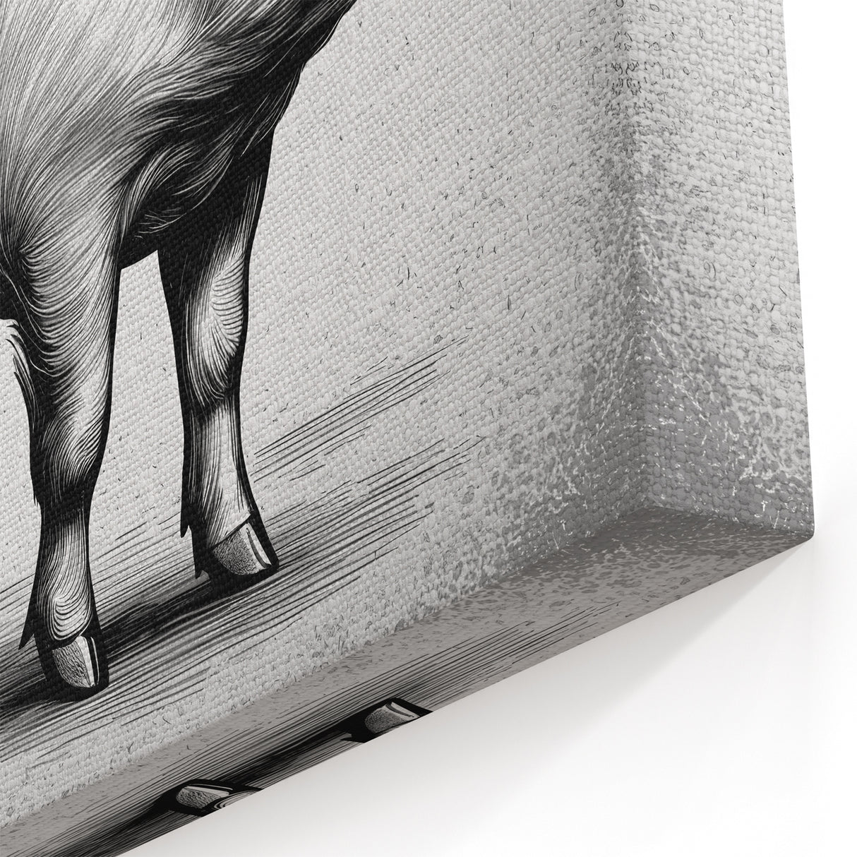 Stylized Pig Wall Art - Full-Body Pig Canvas Print Rustic Decor Idea