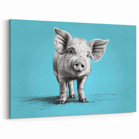 Playful Pig Wall Art - Vibrant Pig Canvas Print Farmhouse Decor