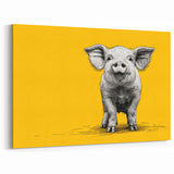 Bright Pig Wall Art - Bold Pig Canvas Print Modern Farmhouse Decor