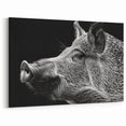 Dramatic Pig Wall Art - Dark Profile Pig Canvas Print Wildlife Decor