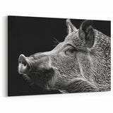 Dramatic Pig Wall Art - Dark Profile Pig Canvas Print Wildlife Decor