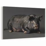Realistic Pig Wall Art - Dark Pig Canvas Print Farmhouse Decor Idea