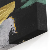 Geometric Strokes and Lines Abstract Art in Black, Green, and Gold