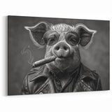 Cool Pig Wall Art - Rebel Pig Canvas Print Modern Decor Statement