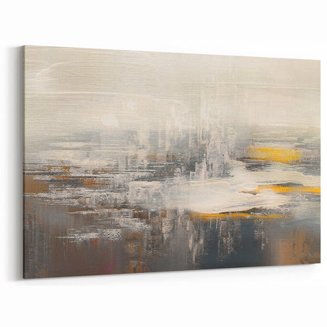 Modern Abstract Strokes Art in Neutral Tones with Subtle Gold Accents