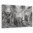 Dynamic Pig Wall Art - Running Pigs Canvas Print Farmhouse Decor