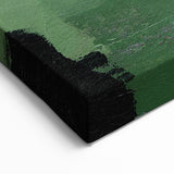 Dynamic Green and Gold Abstract Strokes and Lines Canvas Art