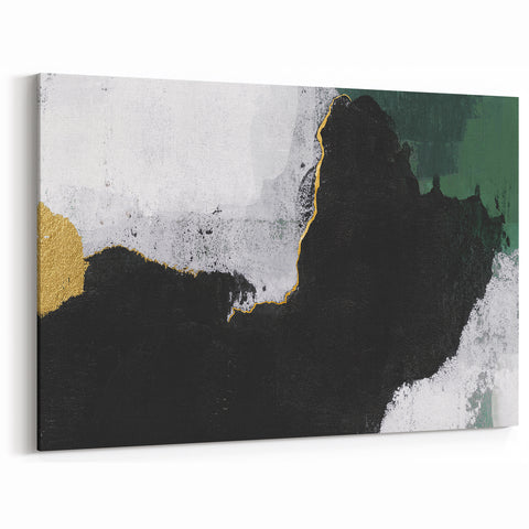 Dynamic Strokes and Lines Abstract Art with Black, White, and Gold Accents