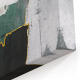 Modern Strokes and Lines Abstract Art with Green, Gold, and White Accents