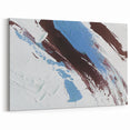 Dynamic Blue and Brown Strokes Abstract Art with White Accents