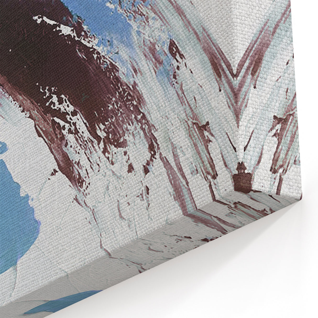 Dynamic Blue and Brown Strokes Abstract Art with White Accents