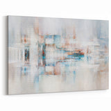 Subtle Abstract Strokes Art with Soft Blues, Rust, and White Accents