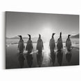 Monochrome Penguin Silhouette Art - Elegant Wildlife Wall Decor Print
