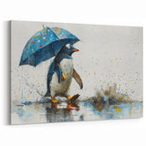 Whimsical Penguin Art - Playful Penguin with Umbrella Wall Decor