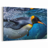 Dynamic Underwater Penguin Art - Vibrant Wildlife Wall Decor Print