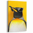 Cool Penguin Art - Vibrant Yellow Wall Decor with Sunglasses