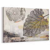 Nature-Inspired Abstract Art with Leaf, Ring, and Earthy Tones