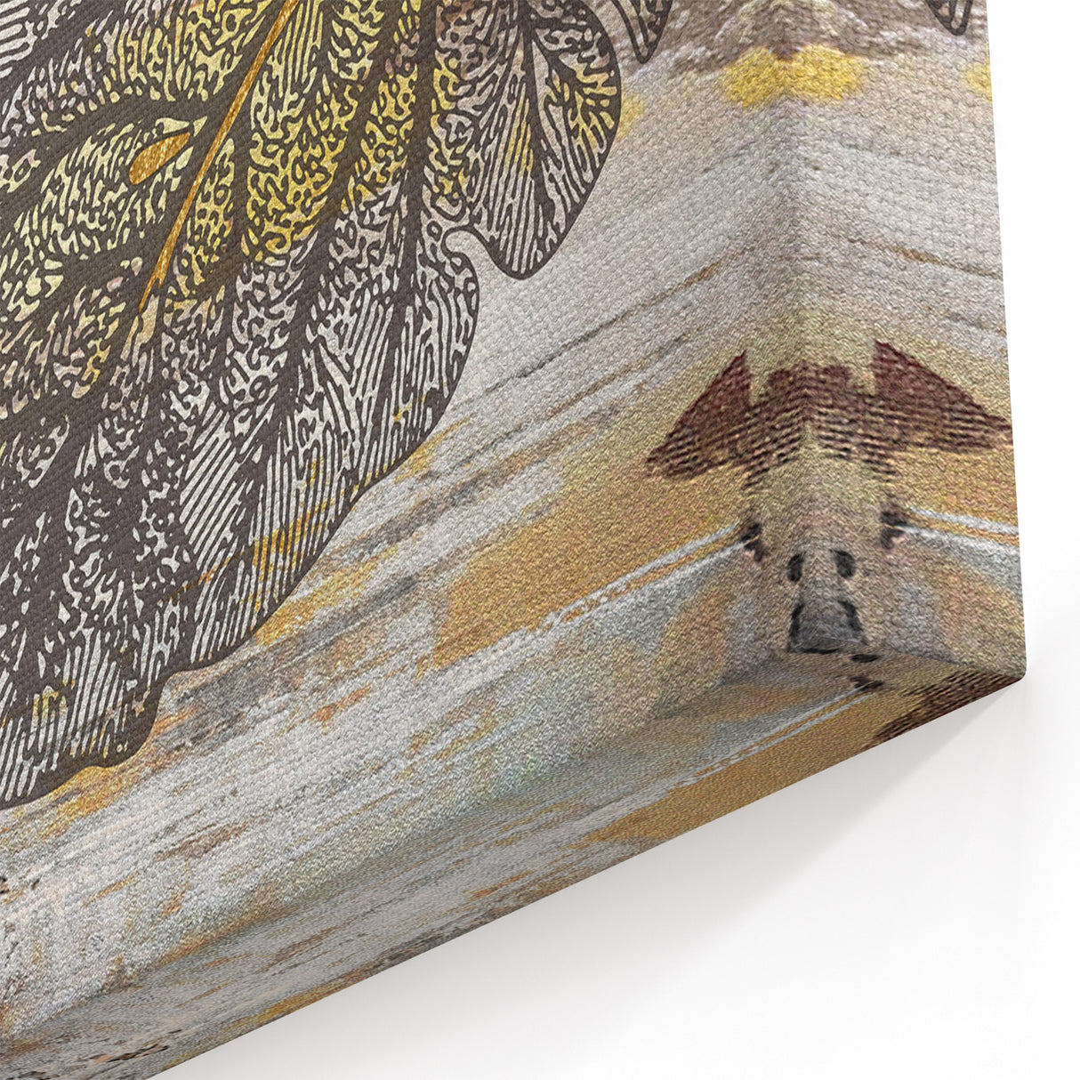 Nature-Inspired Abstract Art with Leaf, Ring, and Earthy Tones