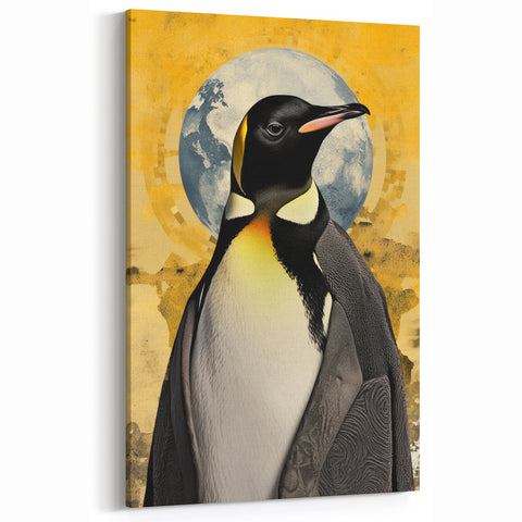 Penguin Wall Art - Modern Abstract Wildlife Canvas Print for Decor