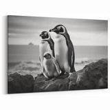 Penguin Wall Art - Black & White Family Photography Canvas Print Decor